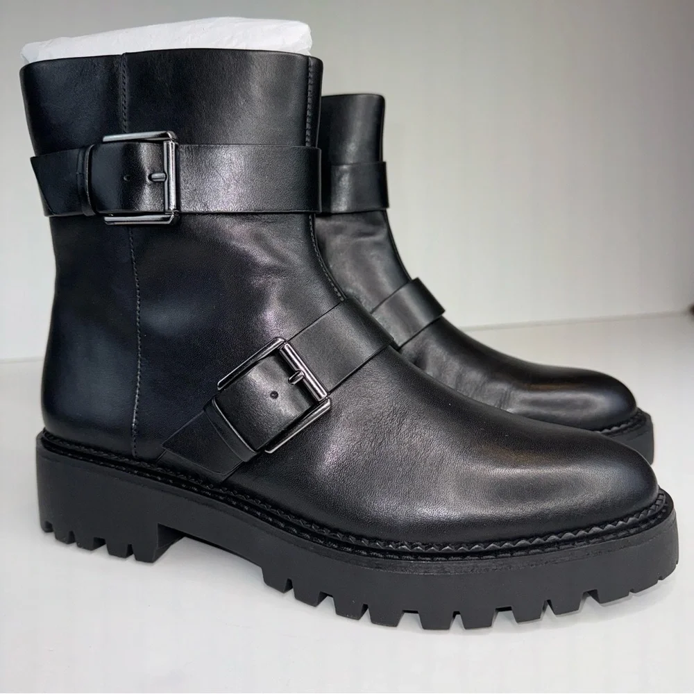 Nordstrom Macombs Water Resistant Moto Boot Leather NEW 8.5 Black